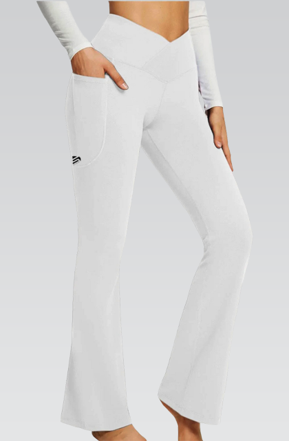Slim Fit White Flared Pants